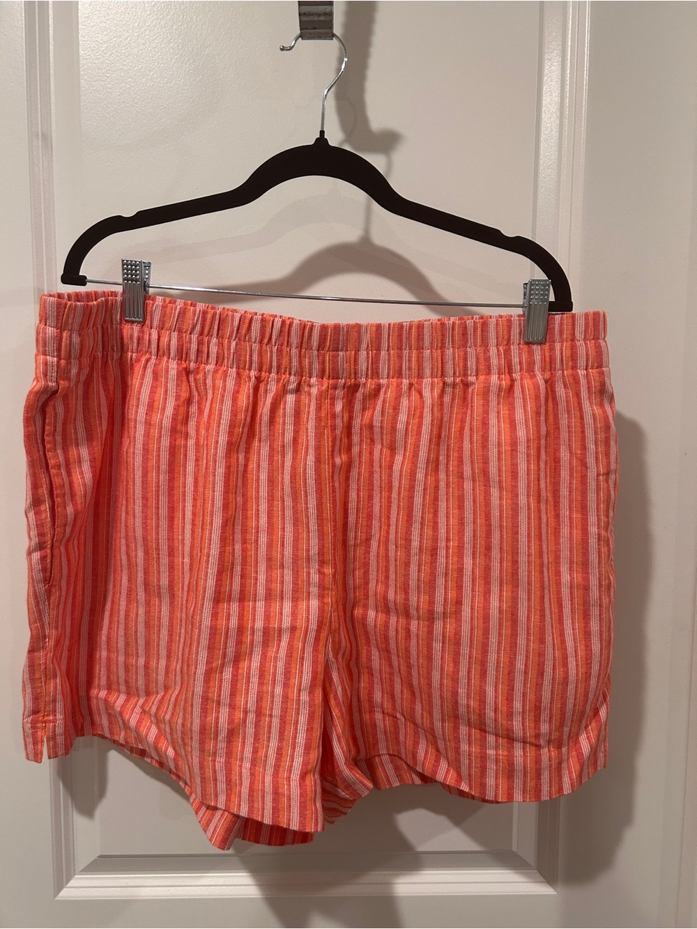 Old Navy Coral and White Striped Elastic-Waist Women's Shorts